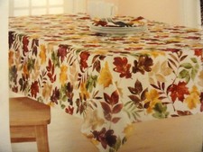new Yellow Brown Fall AUTUMN Maple LEAVES TABLECLOTH 60" x 84" Oblong Rust Brown