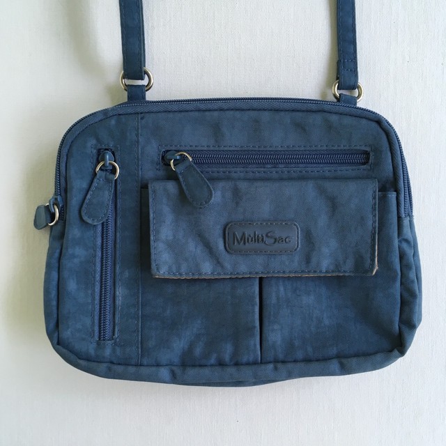 MultiSac Zippy East West Zip Around Crinkle Nylon Organizer Crossbody