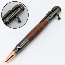 Bolt Action Pen Bullet  Gunmetal Wood Material Great Gift Dad Friend Groomsman
