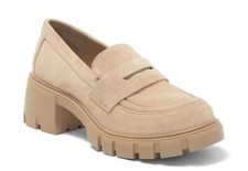 STEVE MADDEN Womens Size 6 Beige 1" Platform Suede Loafer