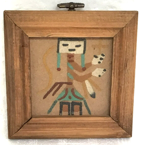 Native American Navajo Sand Painting Female Yei Spirit Guide Signed Yazzie - Picture 2 of 5