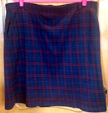 Vintage Cricket Lane Plaid Blue/Red Straight Pull On Skirt Side Pockets Midi L