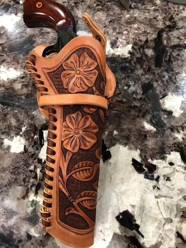 .22/.38/.44 PLAIN LEATHER WESTERN GUN HOLSTER RIG 4-7 INCHES HAND HALLOWEEN - Picture 2 of 3
