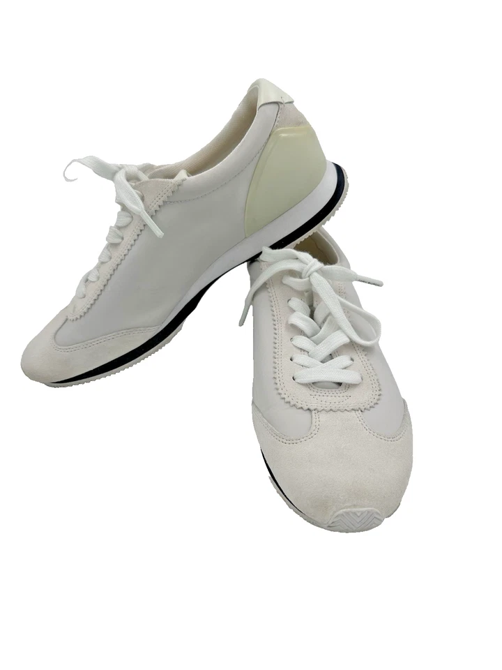 Tory Burch Hank Sneaker Women 9.5 Nylon/Suede Light Cool Gray & Cream - Image 2 of 4