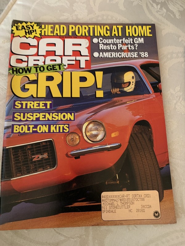 CAR CRAFT MAGAZINE MARCH 1988, February 1988 Olds Dodge Rat Chevelle