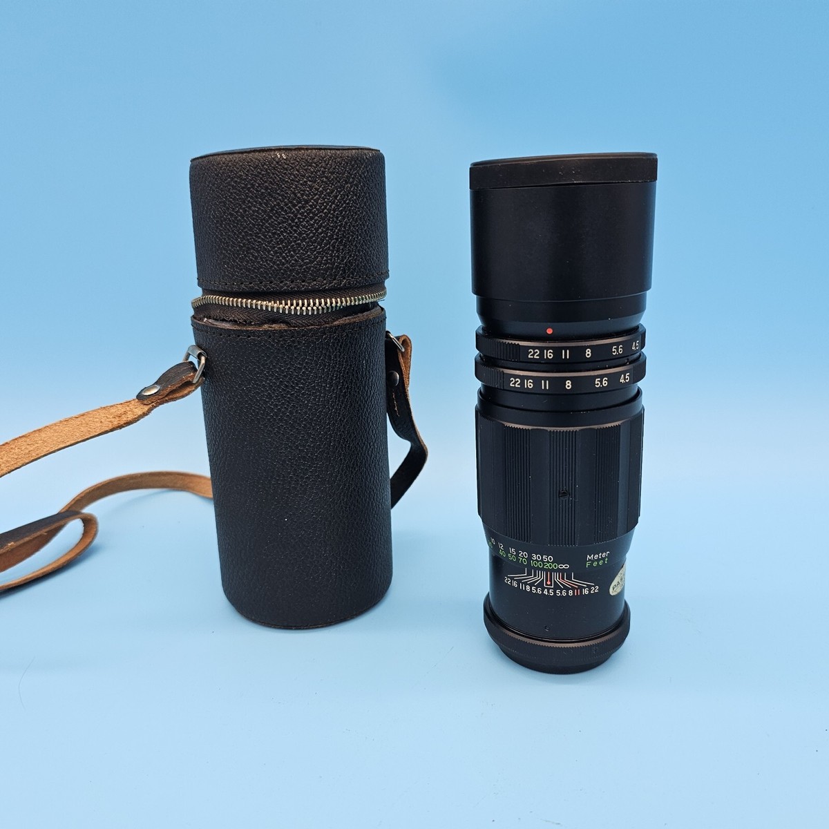 Vintage Ricoh Rikenon 200mm f4.5 10142 M42 Mount w/ Lens Hood and