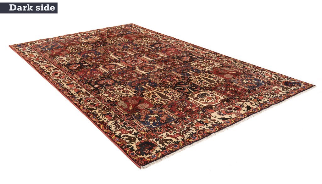 Superbe Tapis Persan Bakhtiar Fait Main 167x109 Cm - Laine Et Coton, état Impeccable