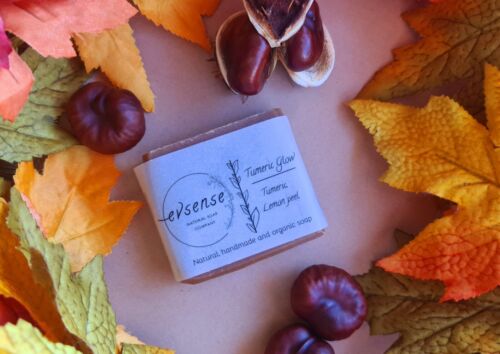 Handmade Vegan Natural Soap, Cold Process Soap LARGE Bar, Palm Free Tumeric 90g - Picture 1 of 11