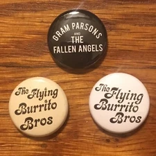 Flying Burrito Brothers Button Set Gram Parsons Buttons Badges Pins (Set Of 3)