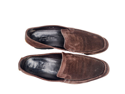GUCCI Brown Suede Driver Loafers Men's US Size 12.5 run a bit big