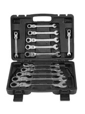 Set Chiavi Combinate a Cricchetto Con Snodo 8 9 10 11 12 13 14 15 16 17 19 22 mm