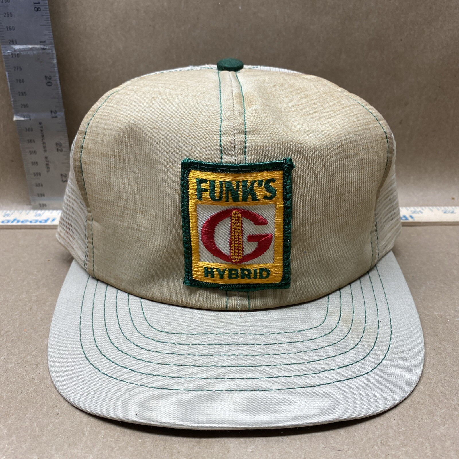Vintage Funk's Hybrid Hat Cap K Products Trucker Brown Snap Back Adult