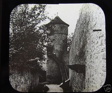Glass Magic Lantern Slide ROTHENBURG STRAFTURM C1910 GERMANY GERMAN CASTLE