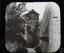 Glass Magic Lantern Slide ROTHENBURG STRAFTURM C1910 GERMANY GERMAN CASTLE