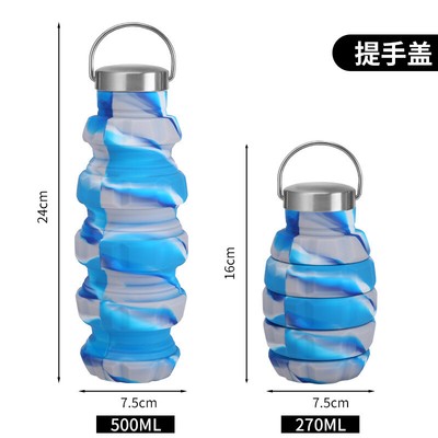 Collapsible Travel Water Bottle, Reuseable Silicone Water Bottles for Gym Hiking