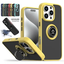 For iPhone 16 15 14 13 Pro Max Shockproof Case Magnetic Ring Holder Cover