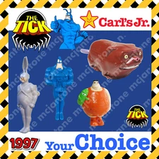 Carl's Jr. 1997 The TICK SQUIRTERS Water SQUIRT Cartoon Animated YOUR Toy CHOICE