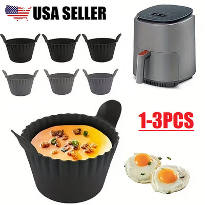 3Pcs Silicone Muffin Baking Molds Nonstick Cupcake Cups Air Fryer Accessories US