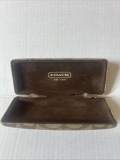 Coach Monogram Tan Brown Hard Clamshell Eye/Sunglasses Canvas Case