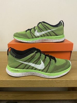 Size 10 - Men s Nike Flyknit One+ Electric Green 554887 311 Excellent Running