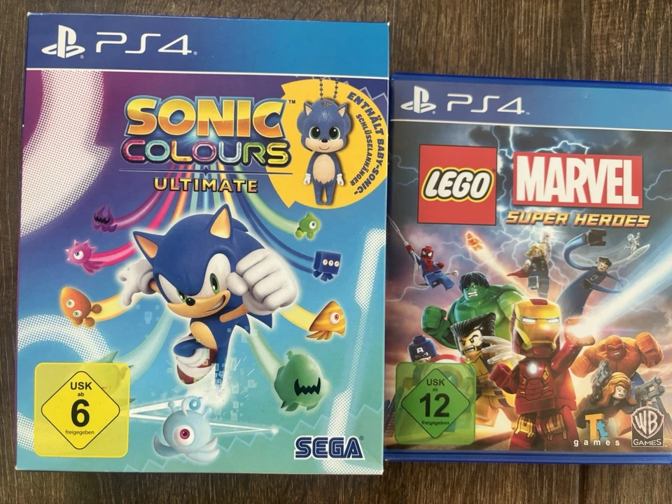 Sony PlayStation 4 Spiele, Sonic Coulours Ultimate und Marvel Super Heroes PS4