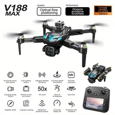 8K Dual Camera Brushless Drone 50X Zoom Optical Flow Foldable RC Quadcopter