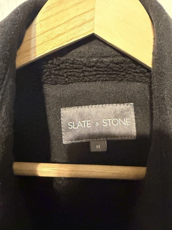 Men's Black Slate & Stone Button Down Lawrence Jacket Size MEDIUM Sherpa Lined - Image 4 of 4