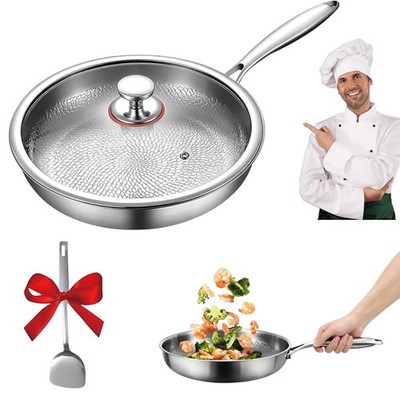 Pure Titanium Pan Scratch-Resistant Non Stick Fry Pan 10.2'' Titanium Hammere...