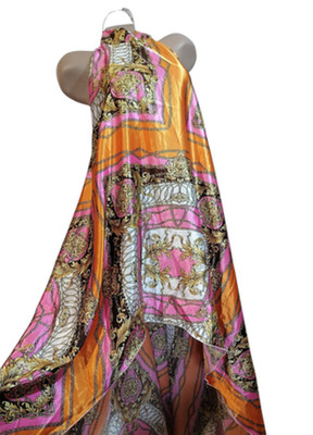 John Zack Orange & Pink Open Back Beach Sundress Size L