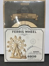ROBOTIME Ferris Wheel 3D Wooden Puzzle DIY Music Box Building Toy Gift for Adult