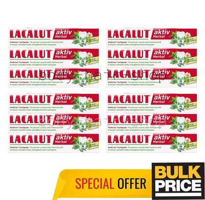 Lacalut Aktiv Herbal Toothpaste Natural Plant Extracts Stop Bleeding Gums 12-Pcs
