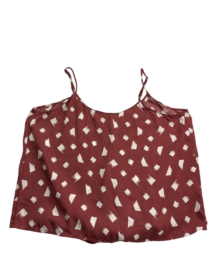 Lush Printed Camisole Top size L Crossover Front Keyhole Spaghetti Strap - Image 2 of 4