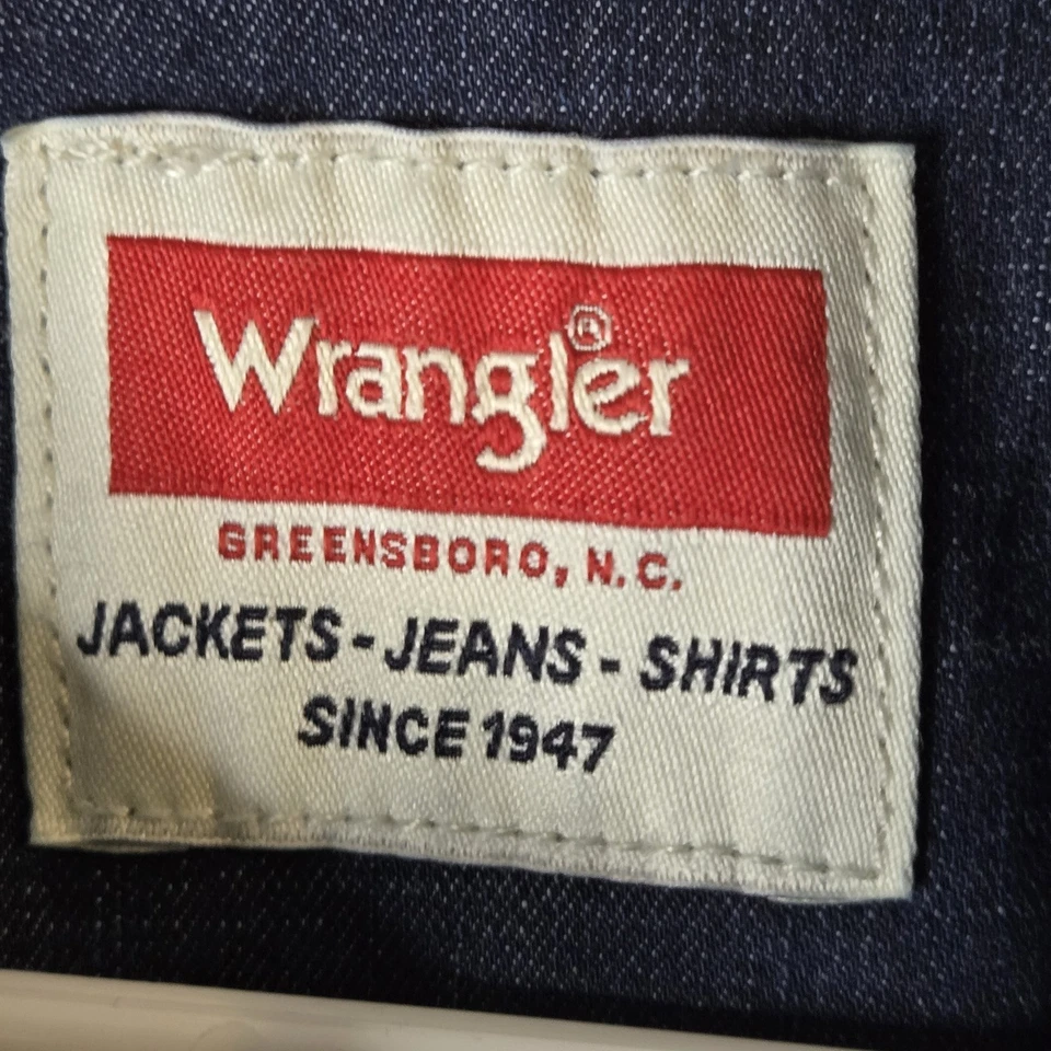 Wrangler Hombre XXL Denim Oscuro Perla Occidental Botón Vaquero Western Foto 3 de 4