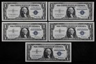 Old Money LOT of 5 consecutive 1935E & 1957 $1 Silver Certificates XF AU Fi7061 — photo 1
