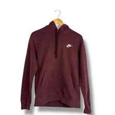 Nike Club Fleece Hoodie Mens Small Brown Pullover Embroidered BV2654 Chocolate