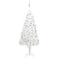 KüNstlicher Weihnachtsbaum Mit Beleuchtung & Kugeln Weiß 240 Cm