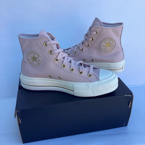 Converse Chuck Taylor All Star Lift Platform High Top Flush Stone oro taglia 6 5