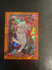 2025 Topps Chrome Sapphire Jeimer Candelario Orange Refractor#/25 SSP #85 Reds
