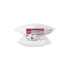 ABEIL Lot de 2 Oreillers Bio Confort - 60 x 60 cm - Blanc
