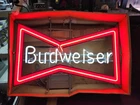 Vintage 1980s Budweiser Bowtie Neon Sign - Anheuser-Busch Beer Bar Light - 30"
