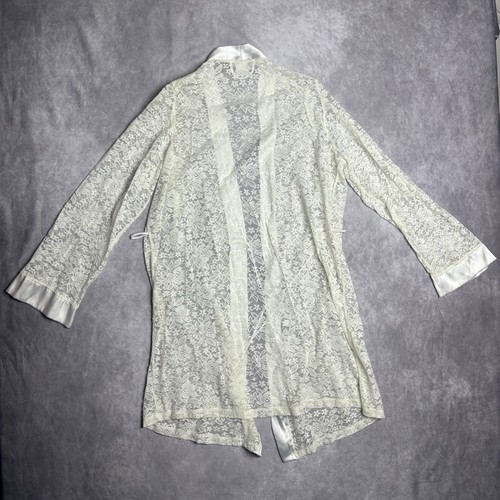 Apt 9 Elegant White Floral Lace Bell Sleeve Kimono Cardigan Bridal Robe SZ Large - Picture 7 of 11
