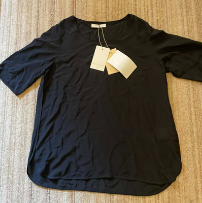 BNWT Marina Rinaldi Black Silk Brunella Blouse Top UK 16  Short Sleeve Luxury