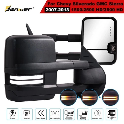 Switchback Tow Mirrors for 2007-2013 Chevy Silverado Sierra 1500 2500HD 3500HD