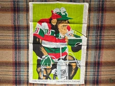 70's VINTAGE PG TIPS CYRIL THE CYCLIST CHIMP TOUR DE FRANCE LINEN TEA TOWEL NOS