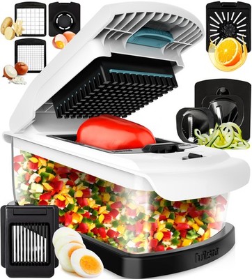 Fullstar Vegetable Chopper & Mandoline Slicer for Kitchen 9 in 1, White/Black