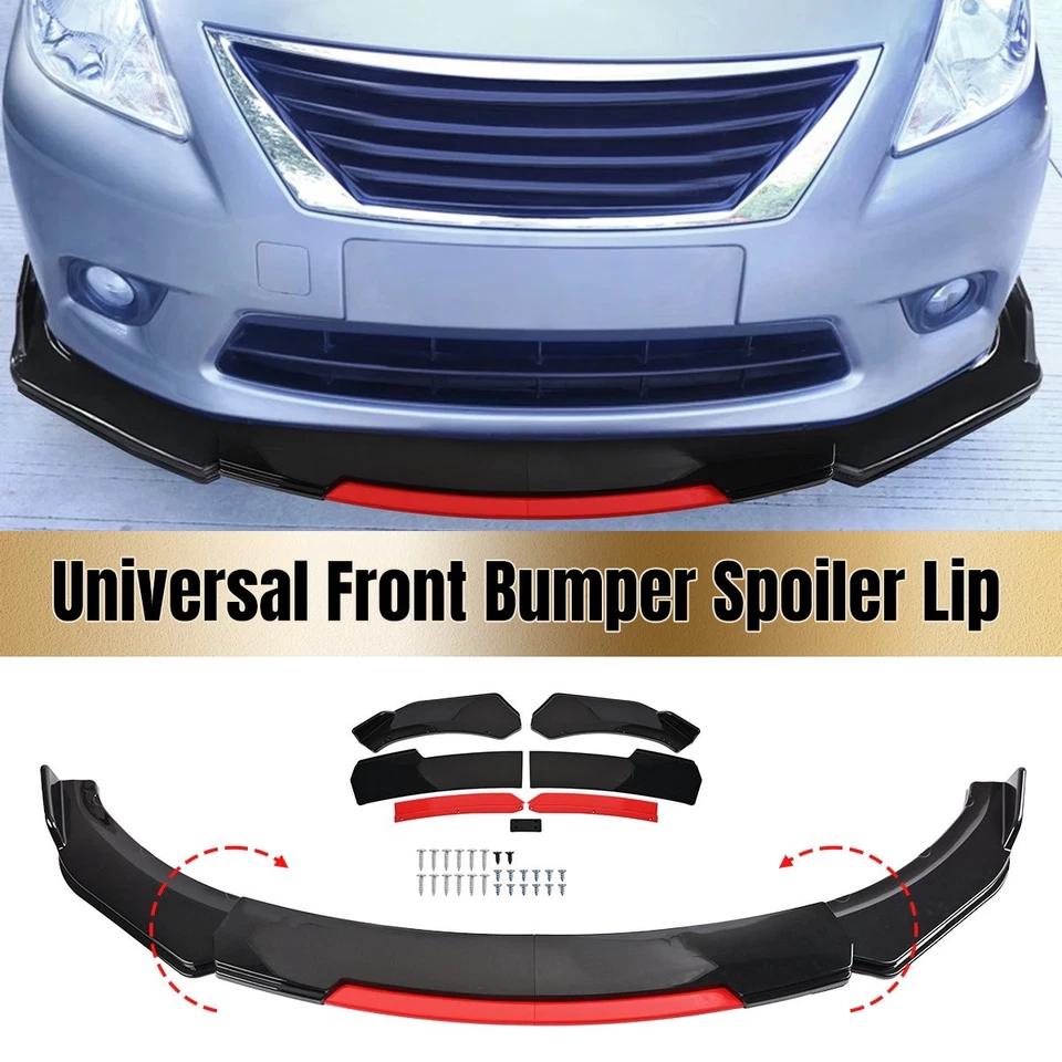 Glossy Black + Red Front Bumper Lip Spoiler Splitter For Ford Fiesta 2004-2023 - image 3 of 4