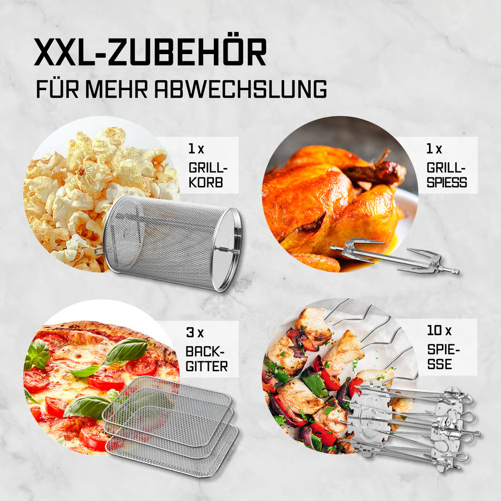 Friggitrice ad aria calda XXL 12,5 L Airfryer spiedo girevole finestra pollo ... foto 4