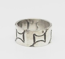 Vintage wide sterling silver traditional ring size 7 Mexico