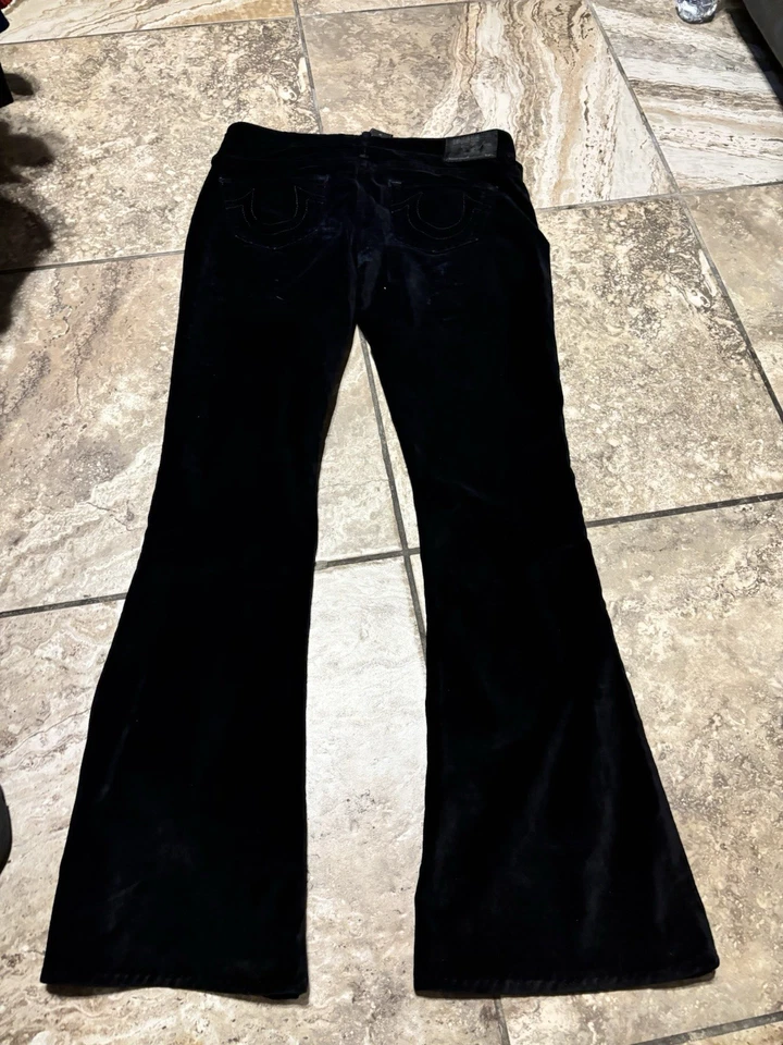 Black velvet true religion flare pants #gothfashion28 - Image 4 of 4