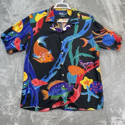 Polo Ralph Lauren Shirt Men Large Caldwell koi fish ocean Asian